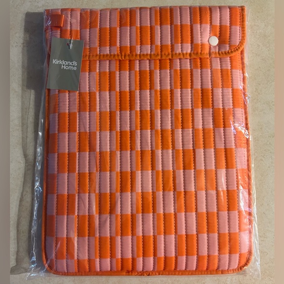 Kirkland's Home Pink and Orange Checkered Pouch - Picture 1 of 4
